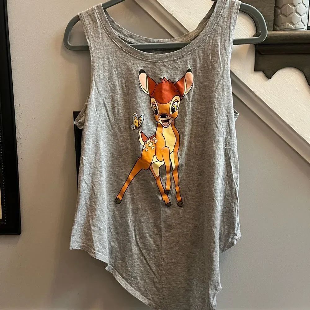 Disney Bambi Gray Tie Front Tank Top sz M